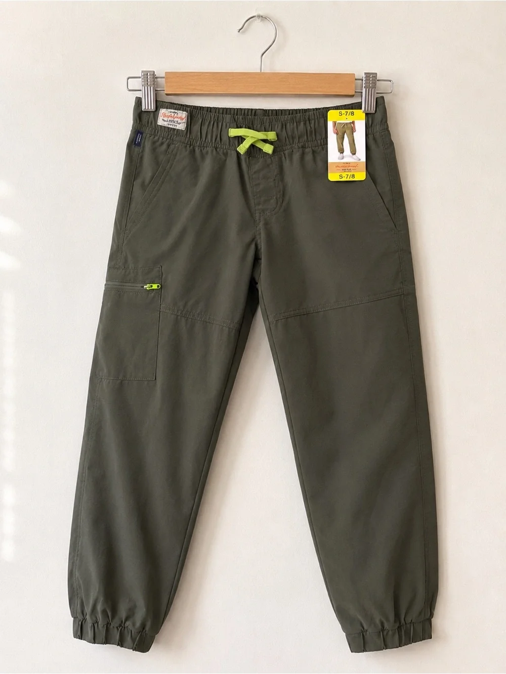 NWT Weatherproof Vintage Boys 7/8 Olive Fleece Lined Cargo Joggers